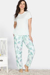 Zivame Nature Trails Knit Poly Pyjama Set - Antique White — thumbnail 2